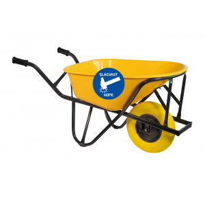 KRUIWAGEN HDPE 90 L STRATENMAKERS GEEL SOFTWIEL KRUIWAGEN HDPE 90 L STRATENMAKERS GEEL SOFTWIEL