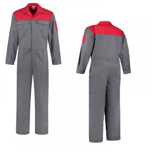 OVERALL KATOEN GRIJS/ROOD -56