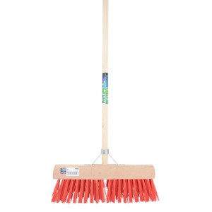 GEMEENTEBEZEM 45CM, KUNSTVEZEL ROOD MM+STEEL 140CM +STOKHOUD GEMEENTEBEZEM 45CM, KUNSTVEZEL ROOD MM+STEEL 140CM +STOKHOUD