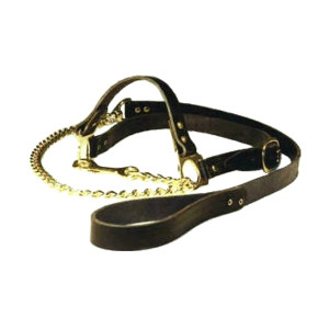 KEURINGSHALSTER MET KETTING, ZWART LEER, KOE KEURINGSHALSTER MET KETTING, ZWART LEER, KOE