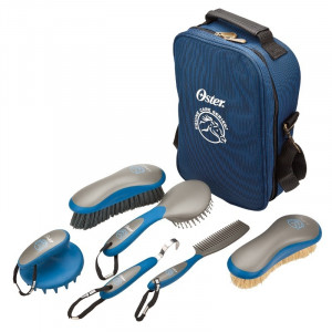 BORSTELSET OSTER 7-DELIG, IN TAS, BLAUW BORSTELSET OSTER 7-DELIG, IN TAS, BLAUW