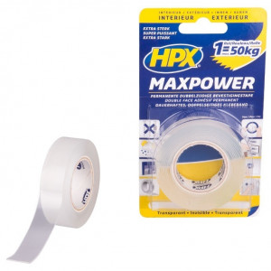 MAX POWER TRANSPARENT BEVESTIGINGSTAPE - 19MM X 2M MAX POWER TRANSPARENT BEVESTIGINGSTAPE - 19MM X 2M