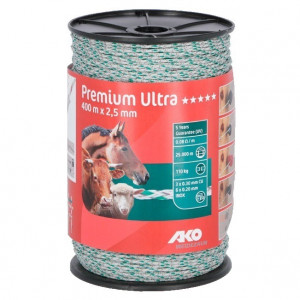 AKO PREMIUM ULTRA SCHRIKDRAAD WIT/GROEN 2.5MM- 400M AKO PREMIUM ULTRA SCHRIKDRAAD WIT/GROEN 2.5MM- 400M
