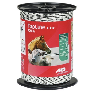 AKO TOPLINE SCHRIKDRAAD WIT/ZWART 6X0.25 TRICOND, 400M AKO TOPLINE SCHRIKDRAAD WIT/ZWART 6X0.25 TRICOND, 400M